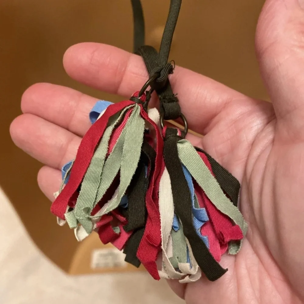 BECCA Olive Bikini Top with Multicolor Ribbons